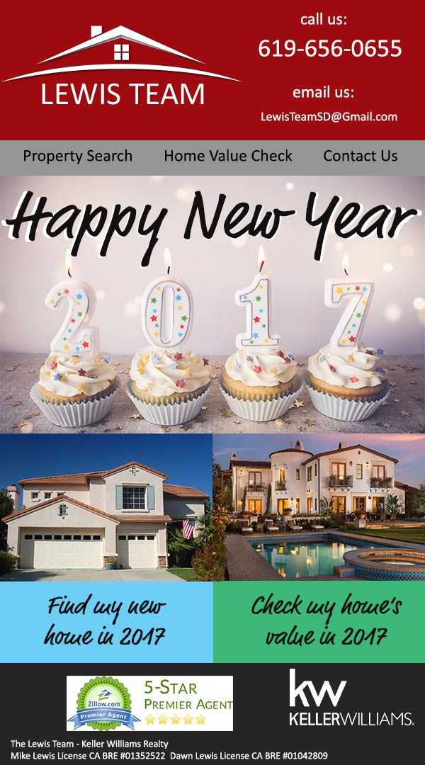 Happy New Year 2017 from The Lewis Team at Keller Williams in San Diego