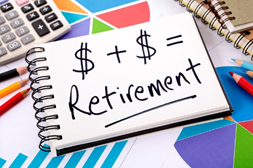notepad reads $ + $ = retirement