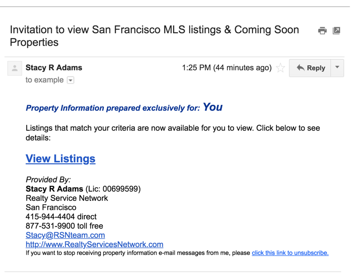 Invitation to View San Francisco MLS direct