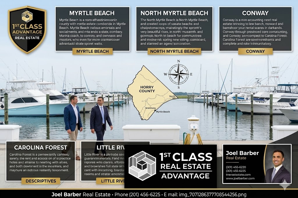 Grand Strand real estate map showing Myrtle Beach, Horry County, and coastal South Carolina communities
