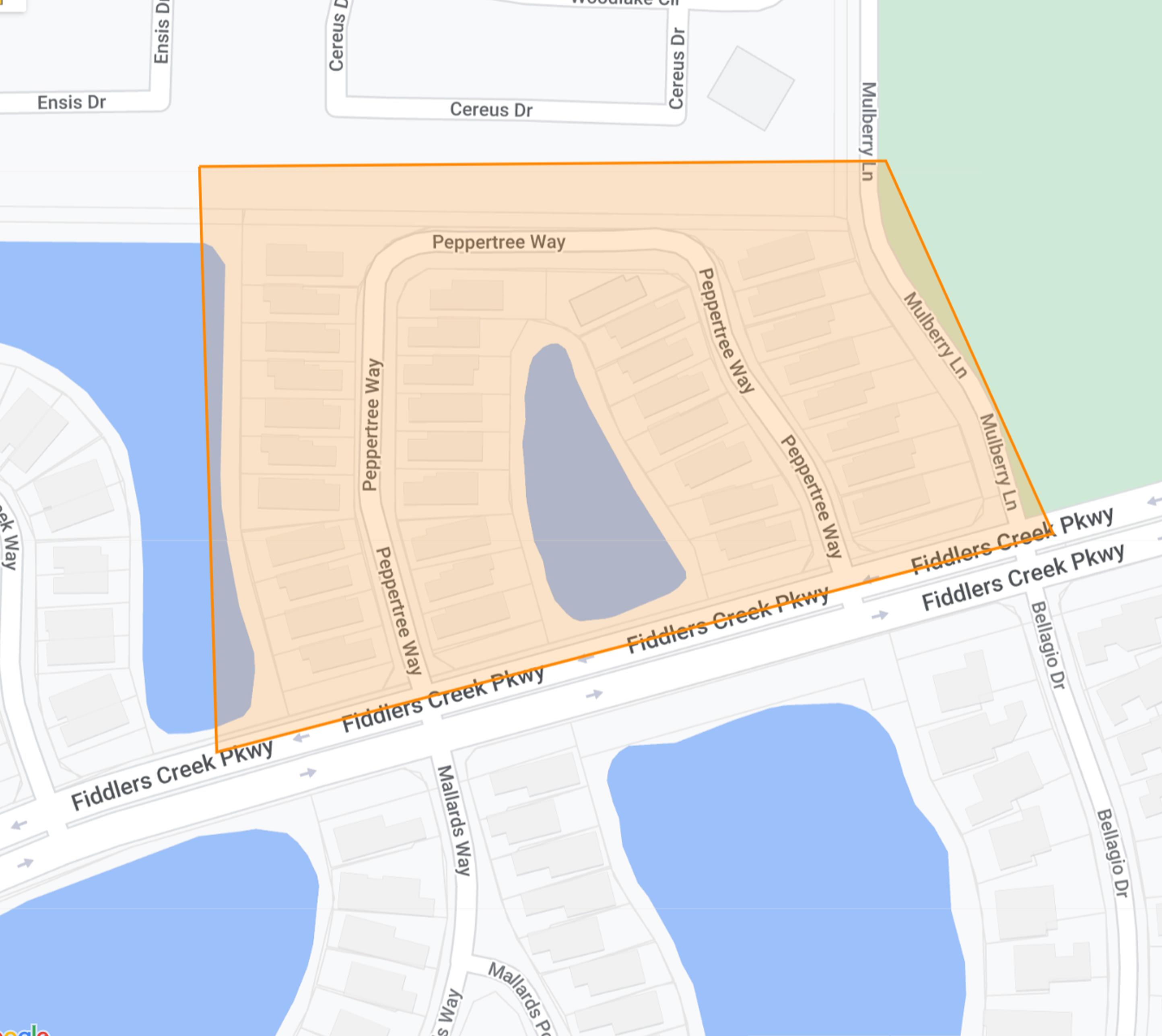 Pepper Tree Fiddler's Creek homes map search