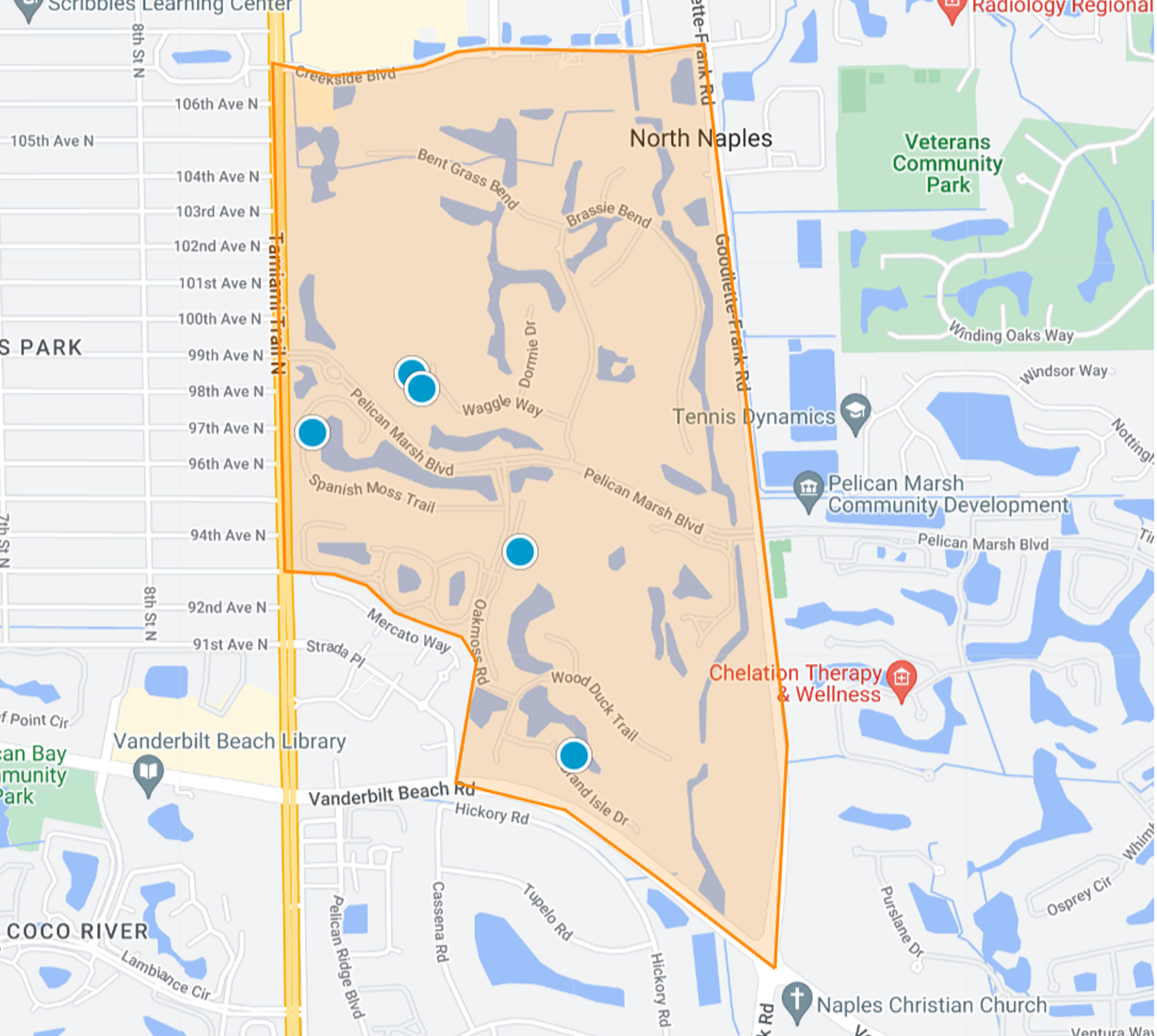 Pelican Marsh Naples homes and condos map search