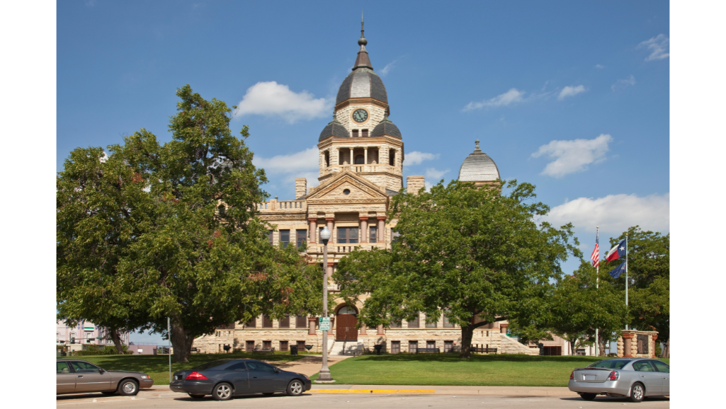The historic Denton County Courthouse-on-the-Square in Denton, Texas