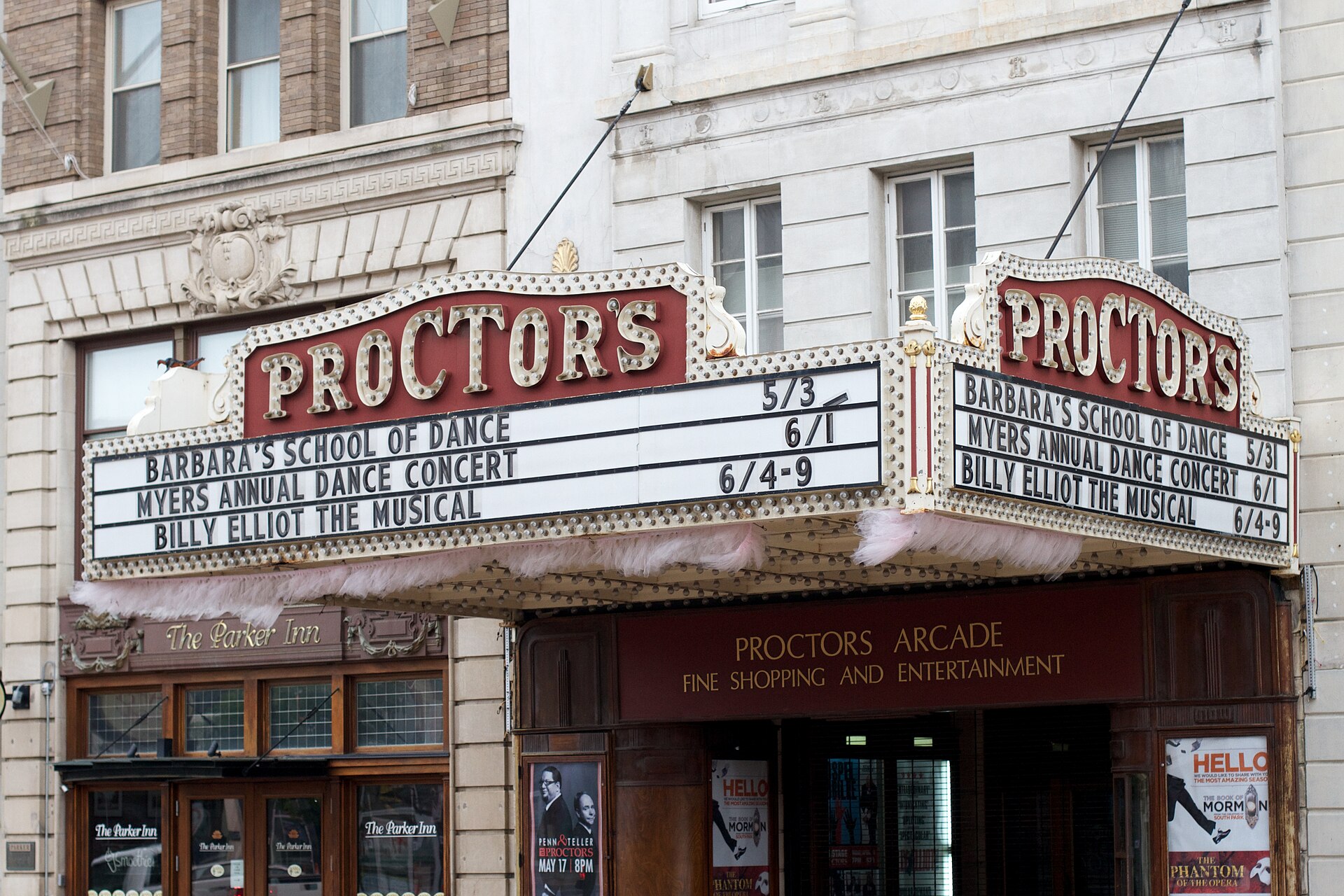 The Proctors Theatre marquee on State Street in downtown Schenectady