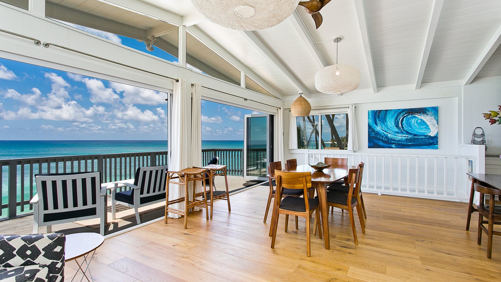 Dining area with an open view straight out to the ocean