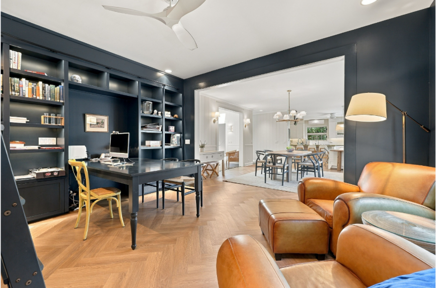 The new library at 245 Palaoa Place opens directly into the dining room and kitchen