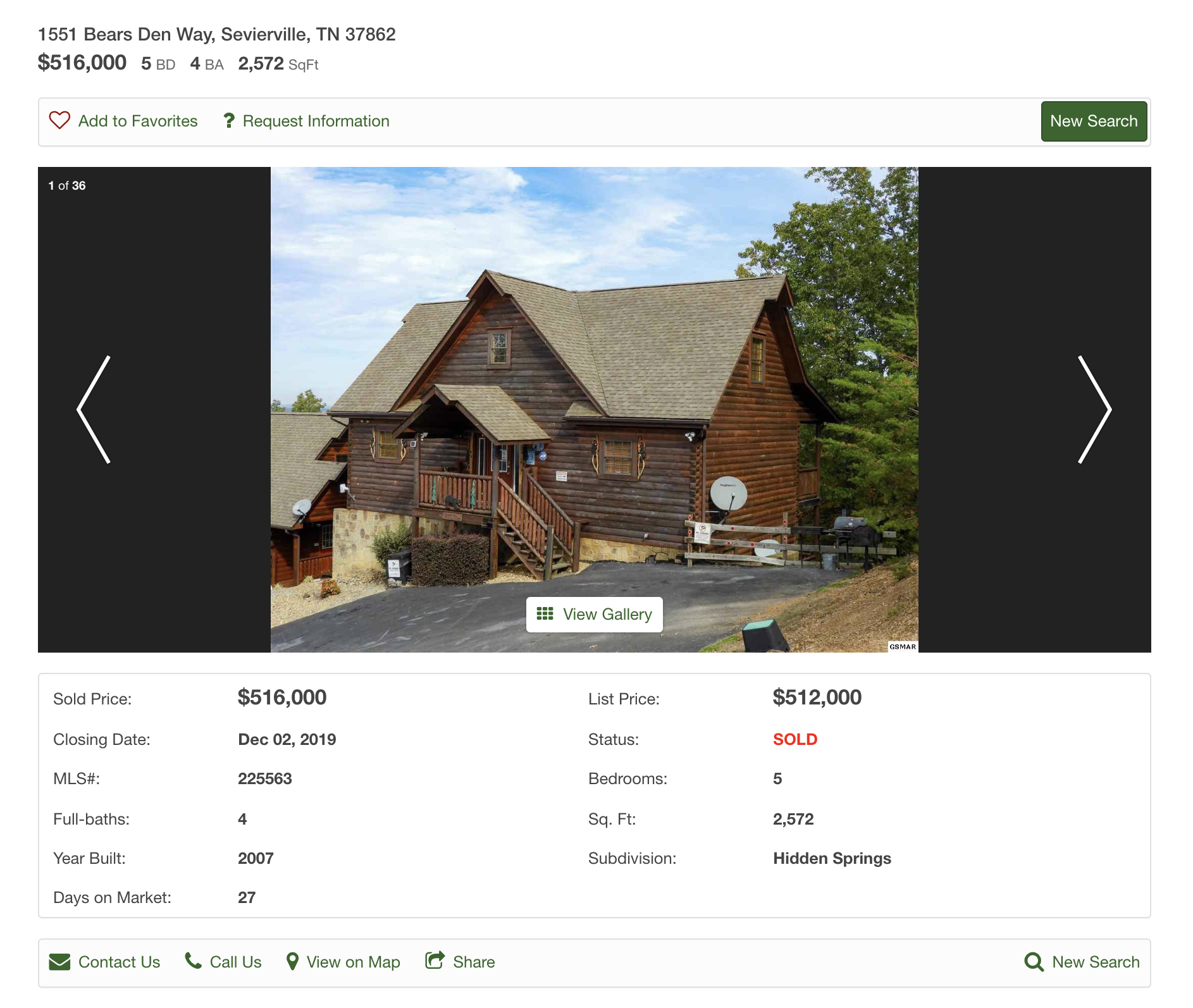 Short term rental cabin in Sevierville