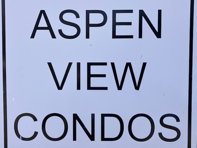 Aspen View Condo Sign