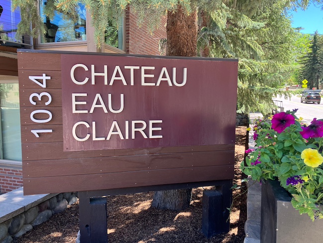 Chateau Eau Claire Condo Sign in Aspen