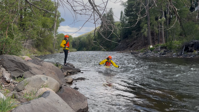 Jumping into the Roaring Fork River in Basalt