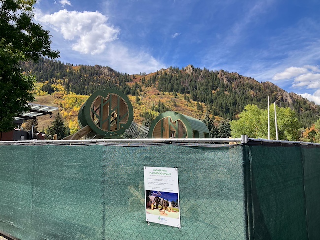 Playground Under Construction at Wagner Park in Aspen