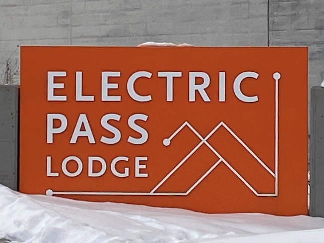 Electric Pass Lodge Sign in Snowmass Village