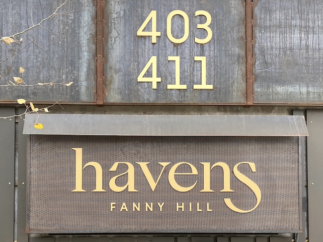 Havens Fanny Hill Condos Sign in Snowmass Village