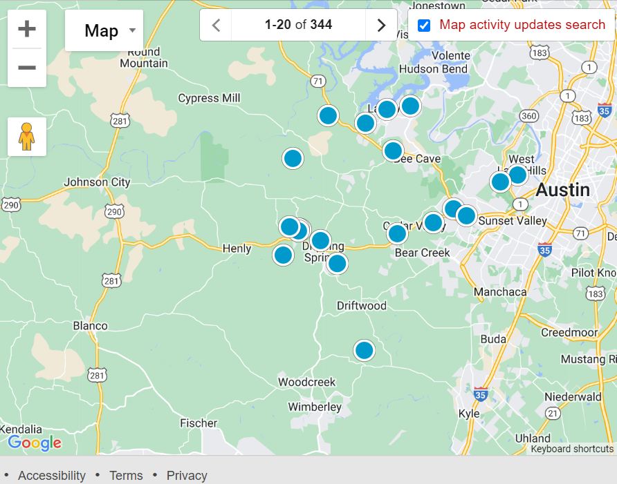 West Austin Downsizing Homes Map