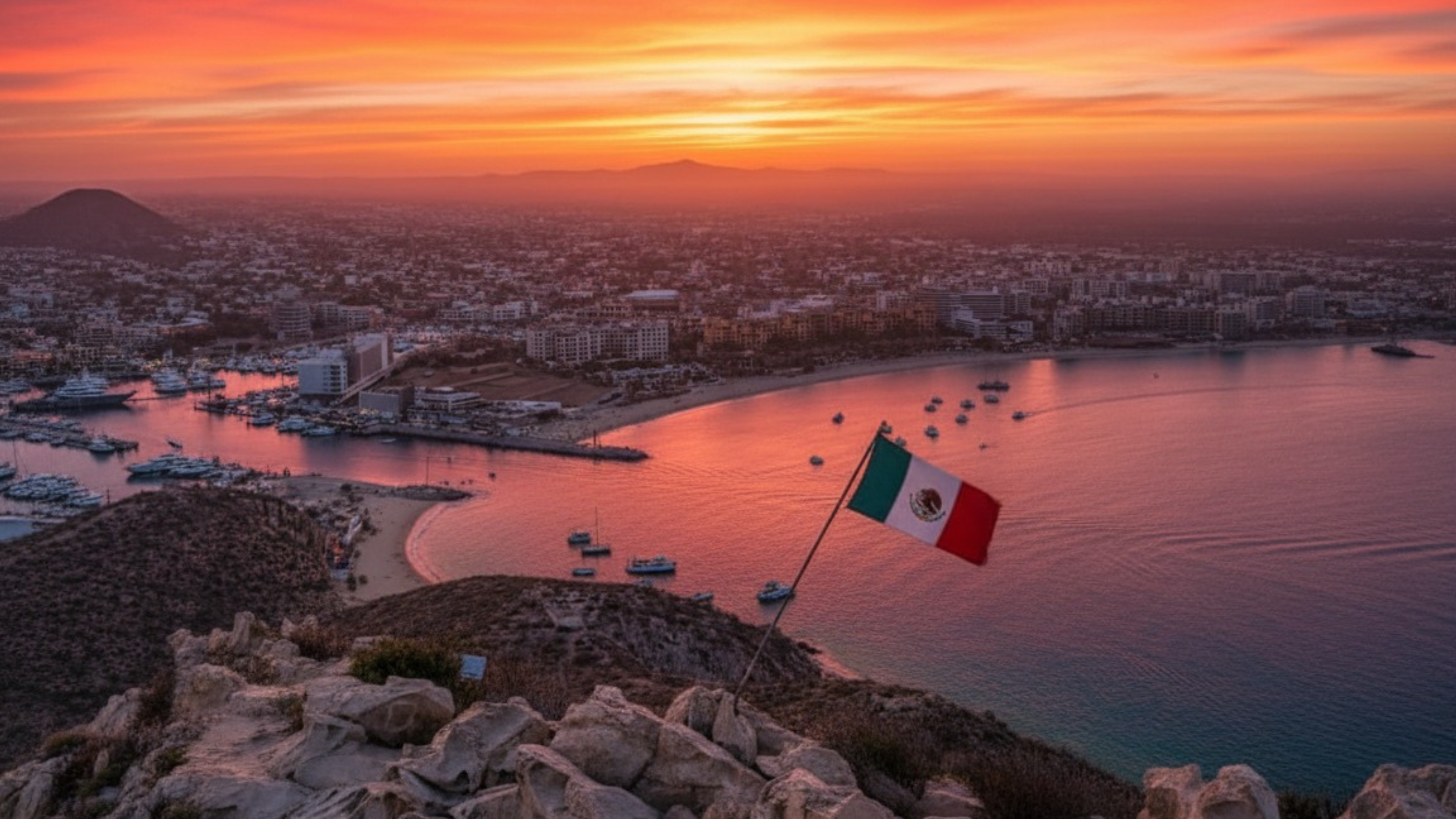 overlooking cabo san lucas marina during sunet