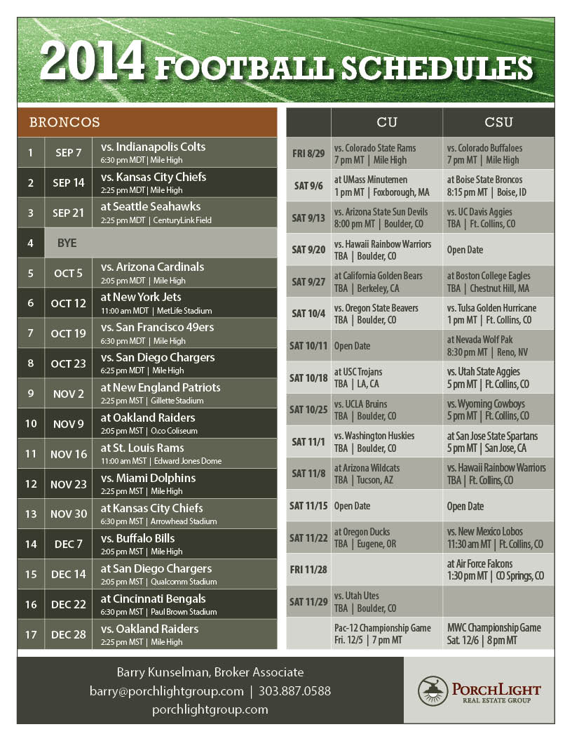 2014 football schedule