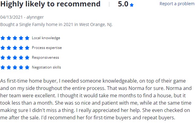 Norma Bonilla Reviews - Bergen County Sales 12