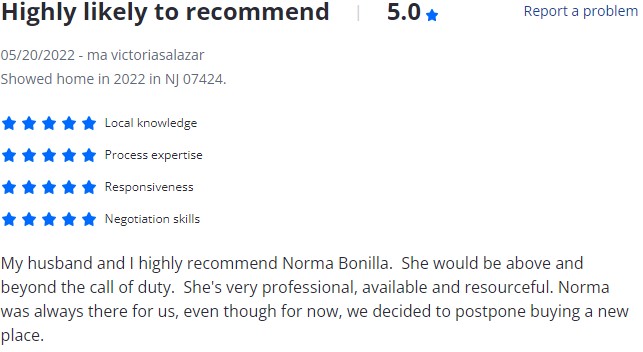 Norma Bonilla Reviews - Bergen County Sales 5