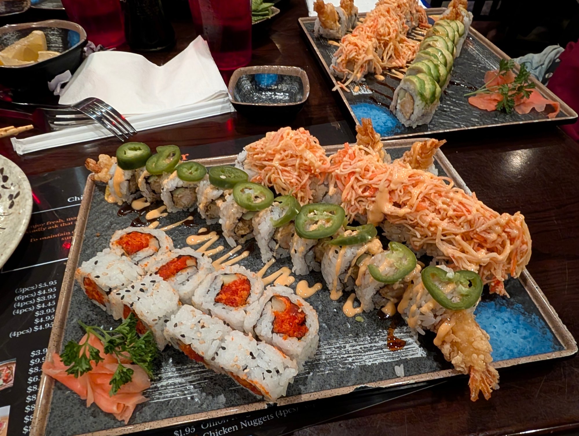 sushi on a plate from koizi in tampa