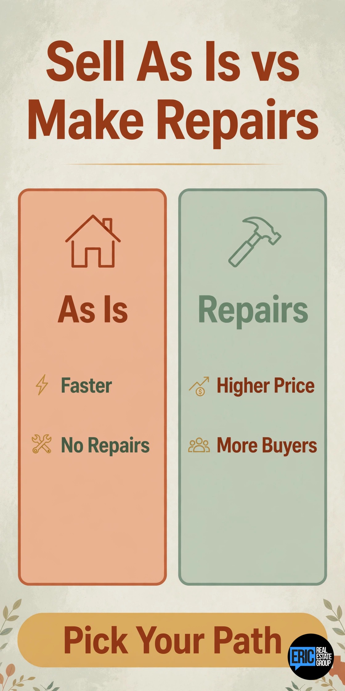 Sell As Is vs Make Repairs infographic for RGV sellers
