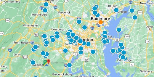 Washington DC and Surrounding Area Real Estate Map Search