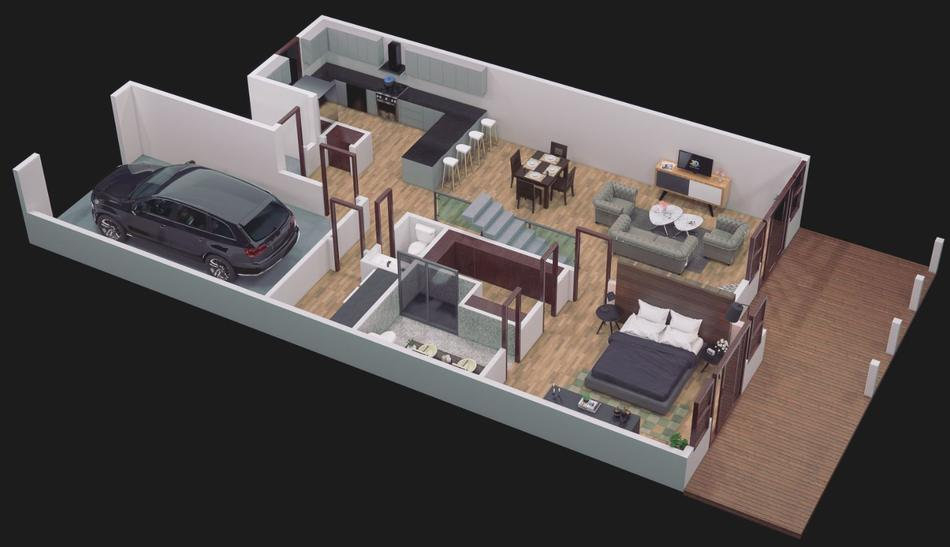 Original commissioned 3D dollhouse floor plan for The Vistas at Trout Lake