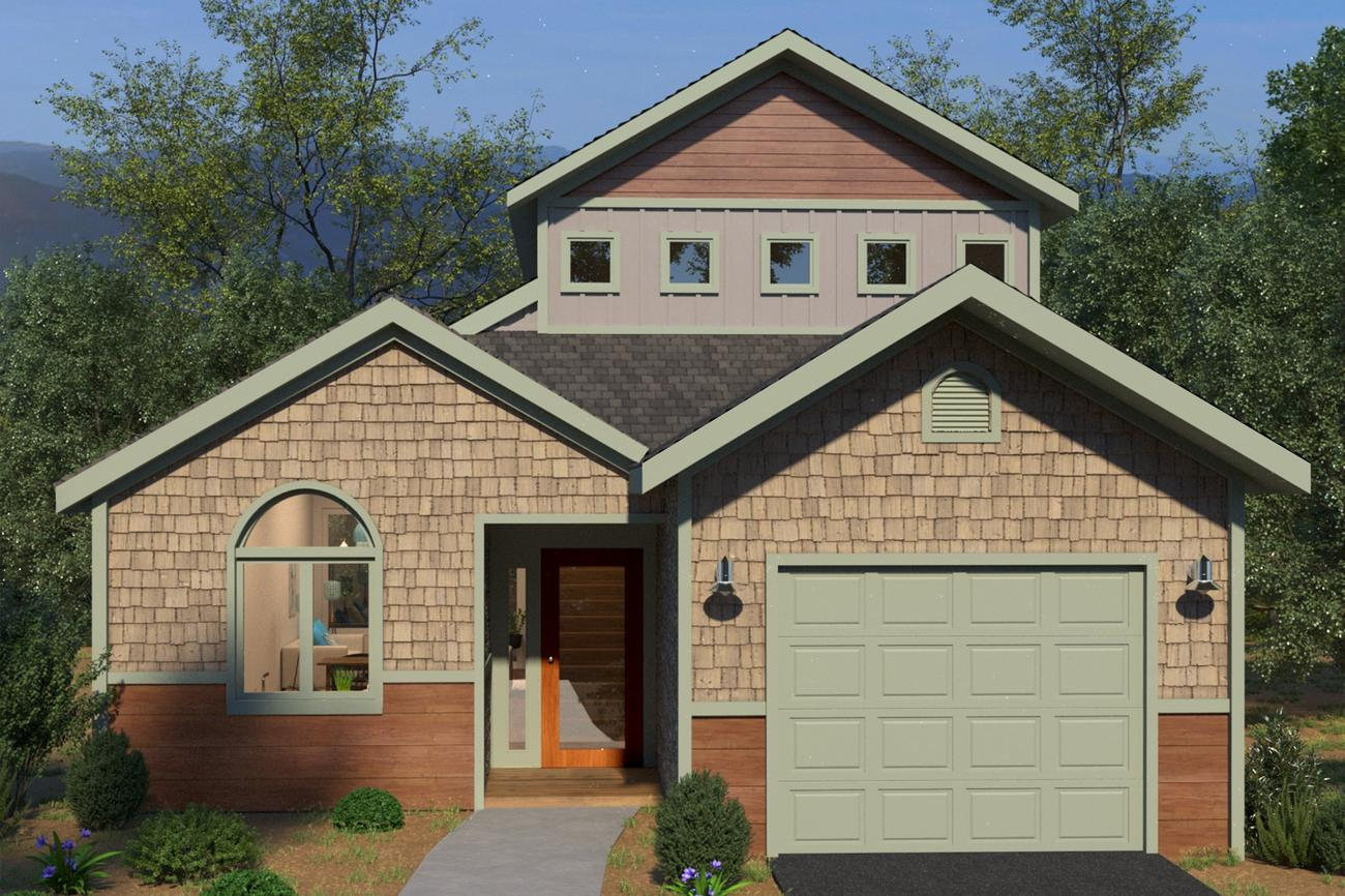 Original commissioned exterior rendering of The Vistas at Trout Lake