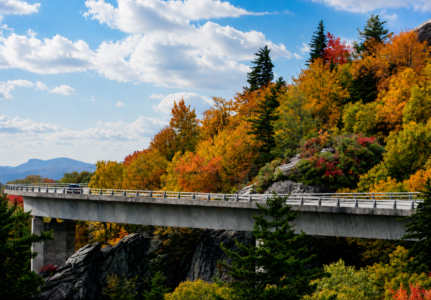 Linn Cove Viaduct along the Blue Ridge Parkway near Blowing Rock, North Carolina