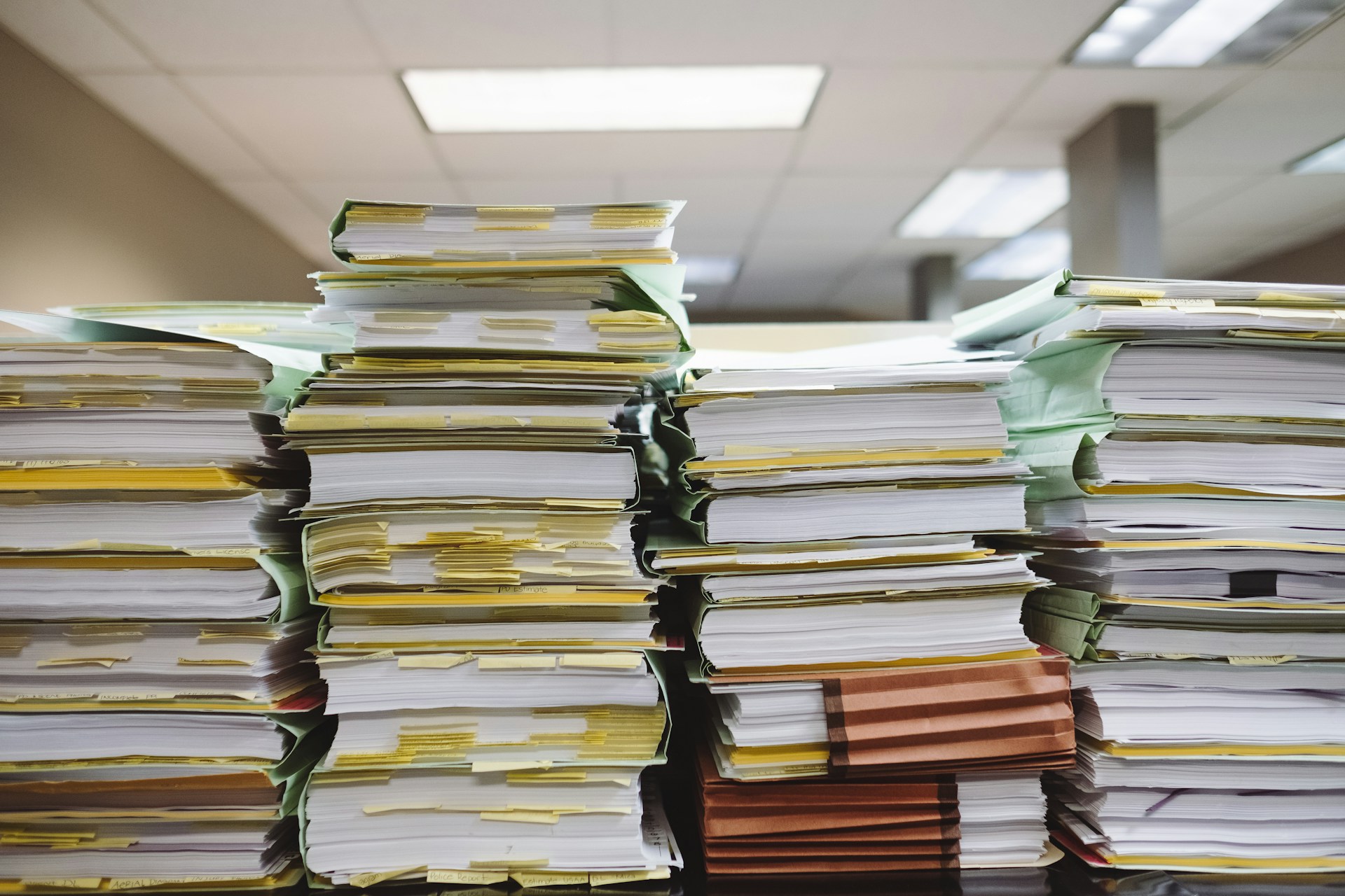 A bunch of stacked folders