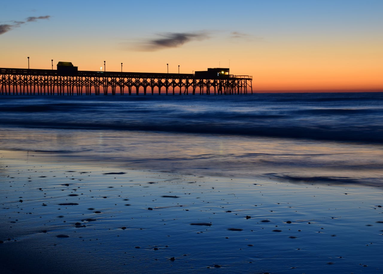 Silhouette of the dock during sunset.