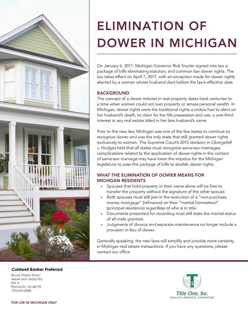 Removal of Dower Rights in Michigan
