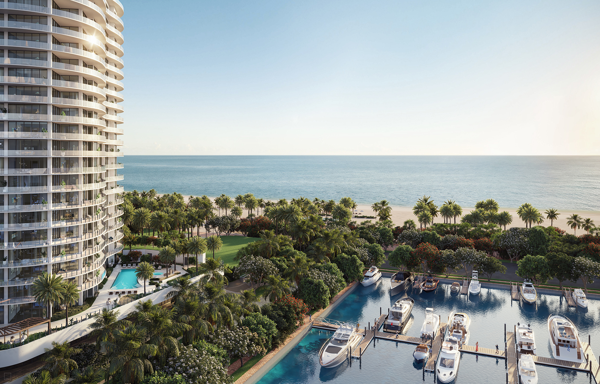 St. Regis Residences Bahia Mar - aerial view of amenity deck