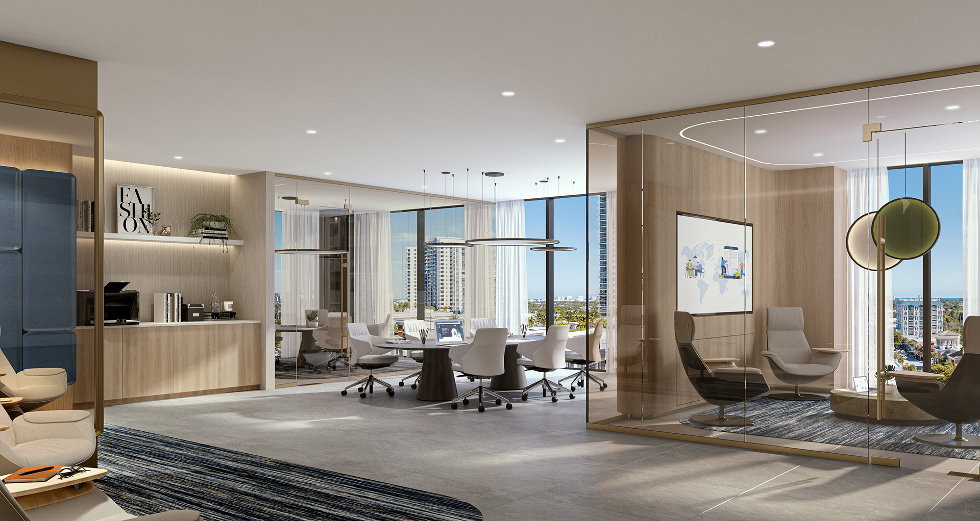 Andare Las Olas executive lounge and co-working space with ocean views