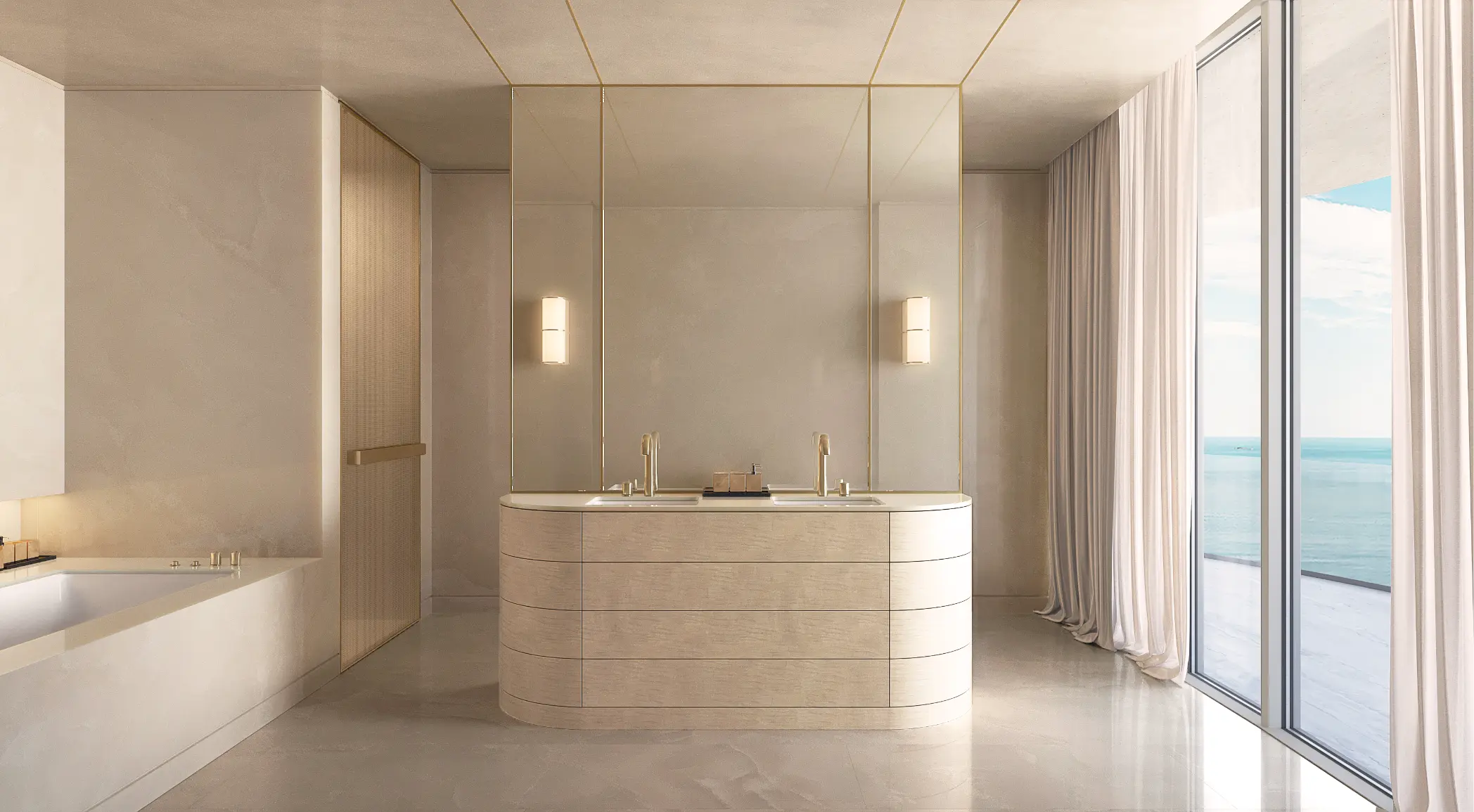 Armani/Casa Residences Pompano Beach primary bathroom rendering
