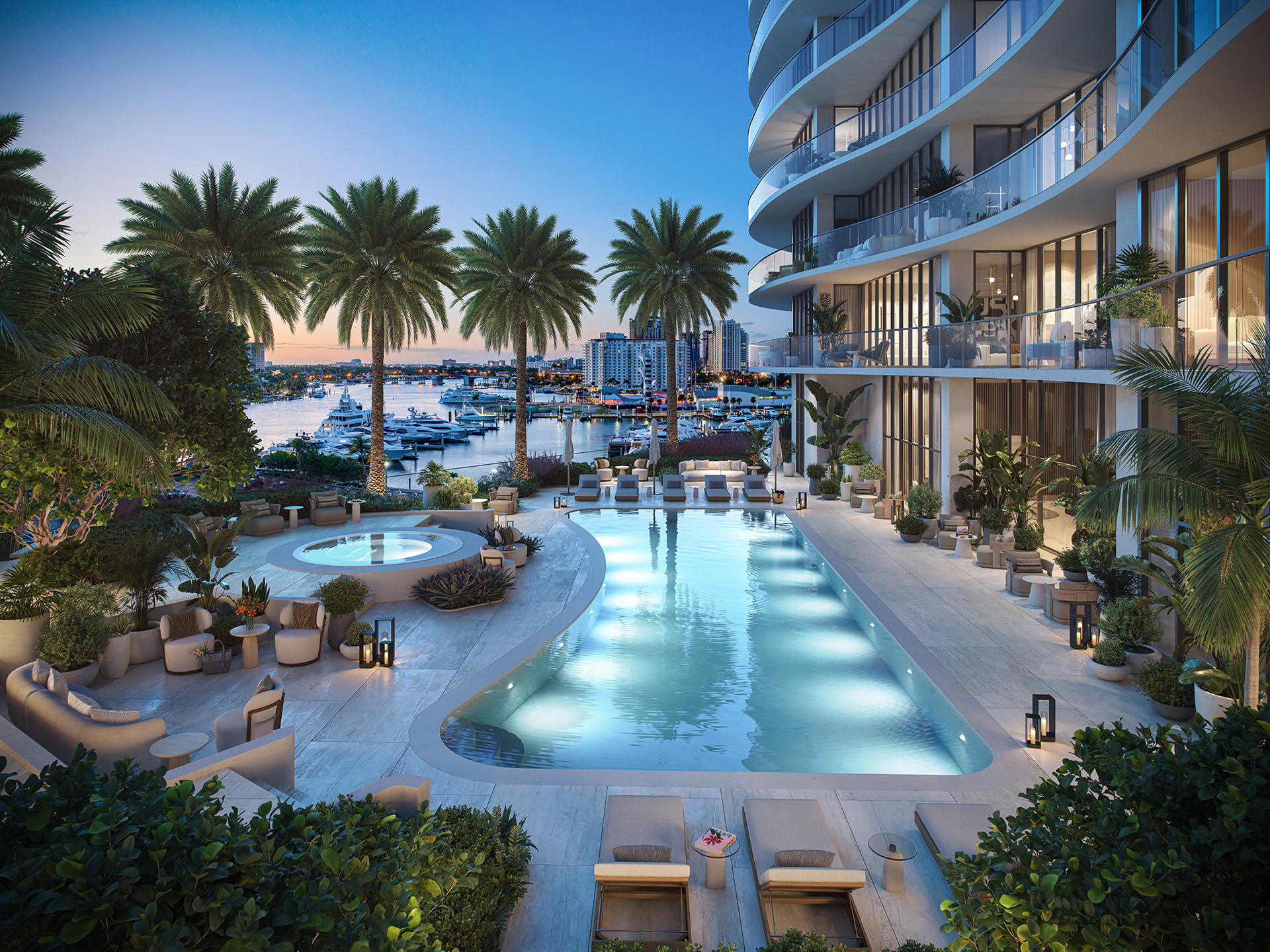 St. Regis Residences Bahia Mar - residence pool at night