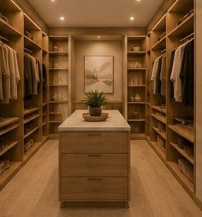 Glass House on 27 primary walk-in closet