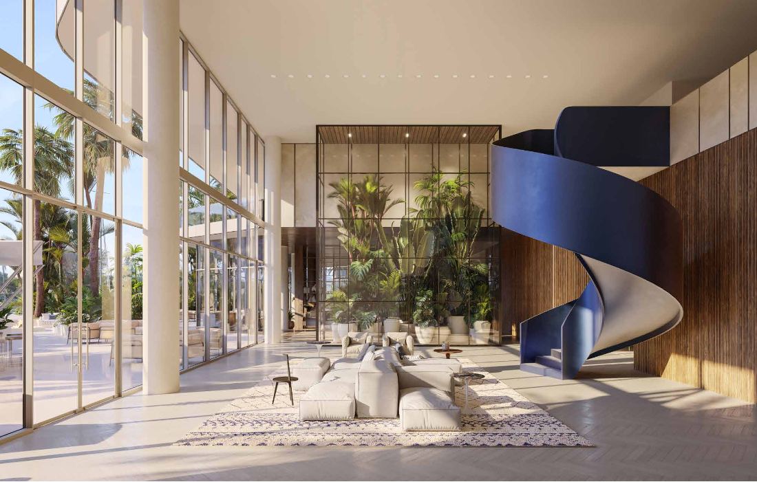 Ritz-Carlton Residences Pompano Beach - owners lounge with spiral staircase