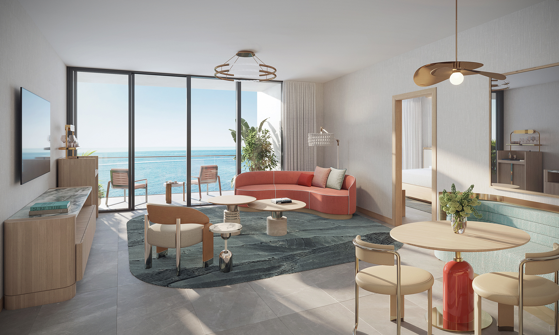 W Pompano Beach - two-bedroom hotel suite living room
