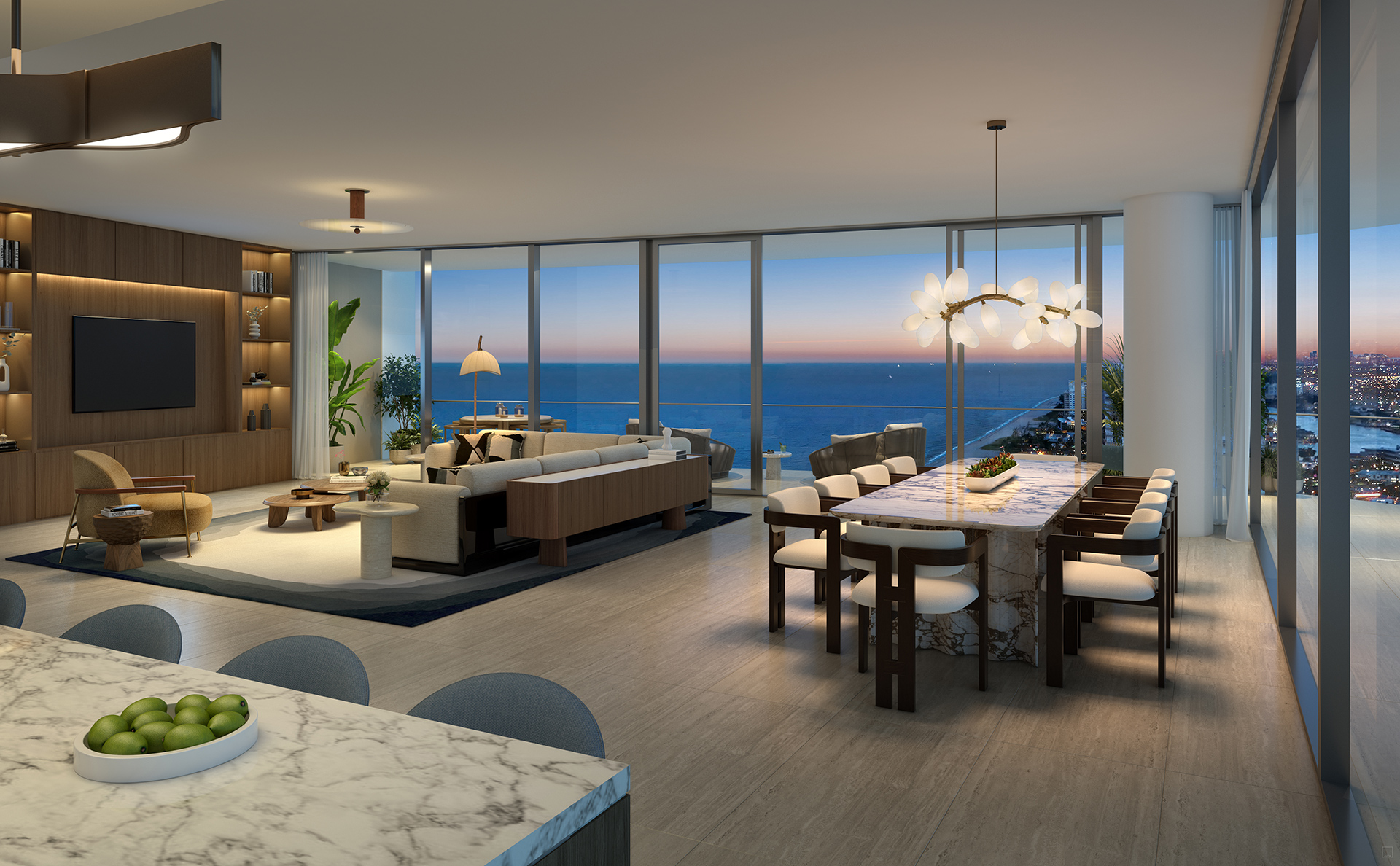 W Pompano Beach - private residence living room, ocean view