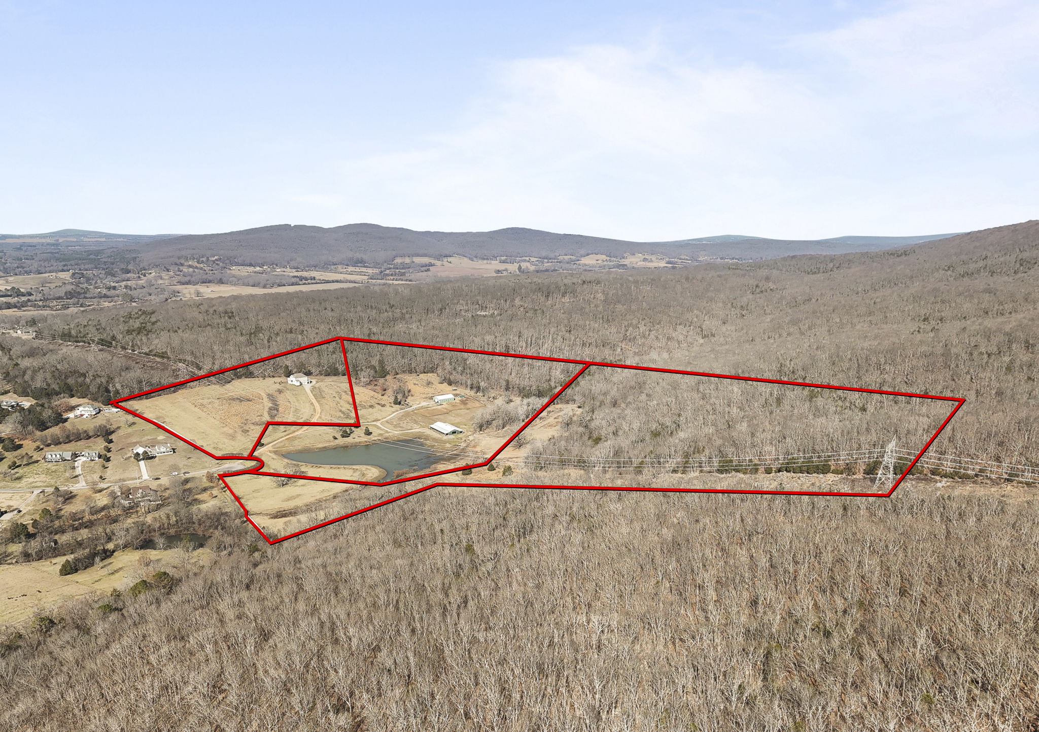 Aerial view of the retreat property lines