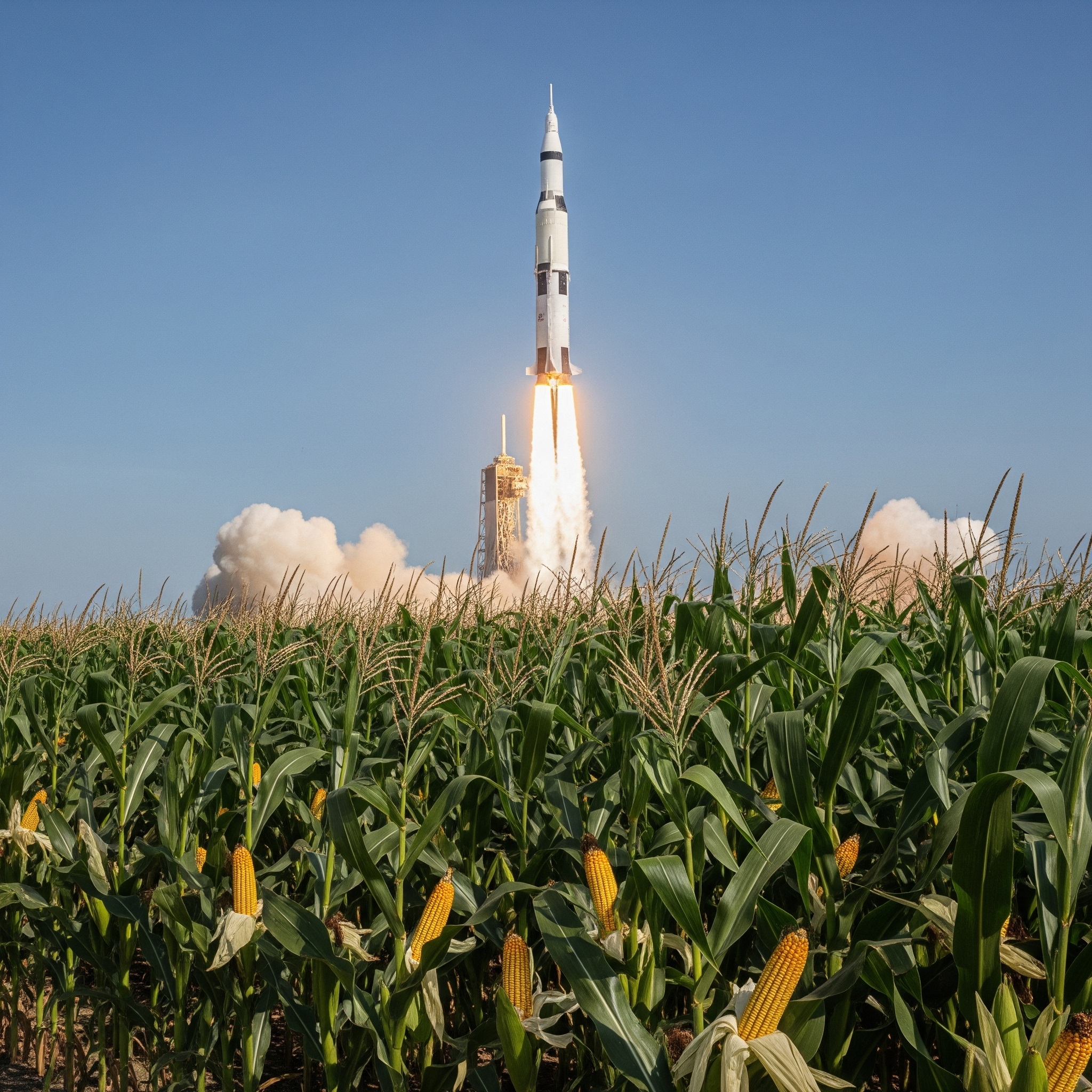 Saturn V Over a Corn Field