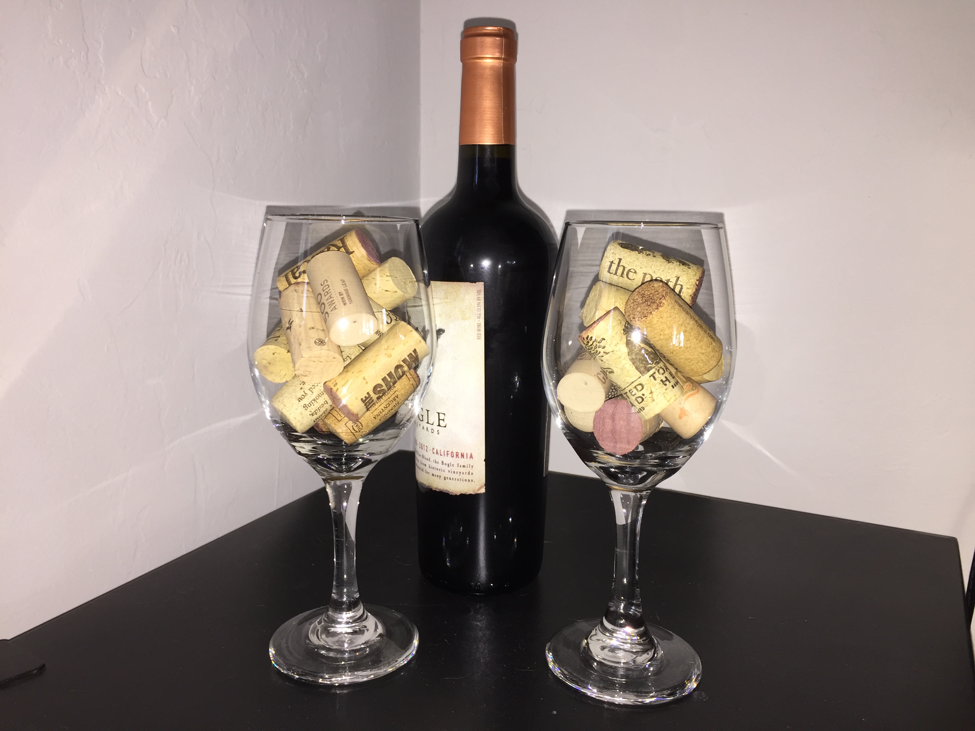 Wine bottle and glasses