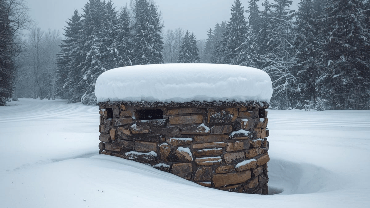 Winter view of a rural water system in 100 Mile House, illustrating well setup and cold-weather performance
