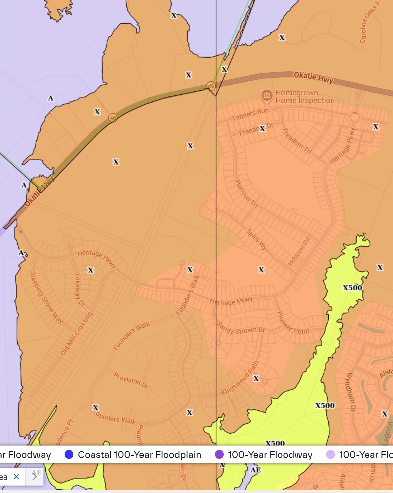 FEMA flood zone map of Heritage at New Riverside in Bluffton SC showing mostly Zone X as of 9-29-26