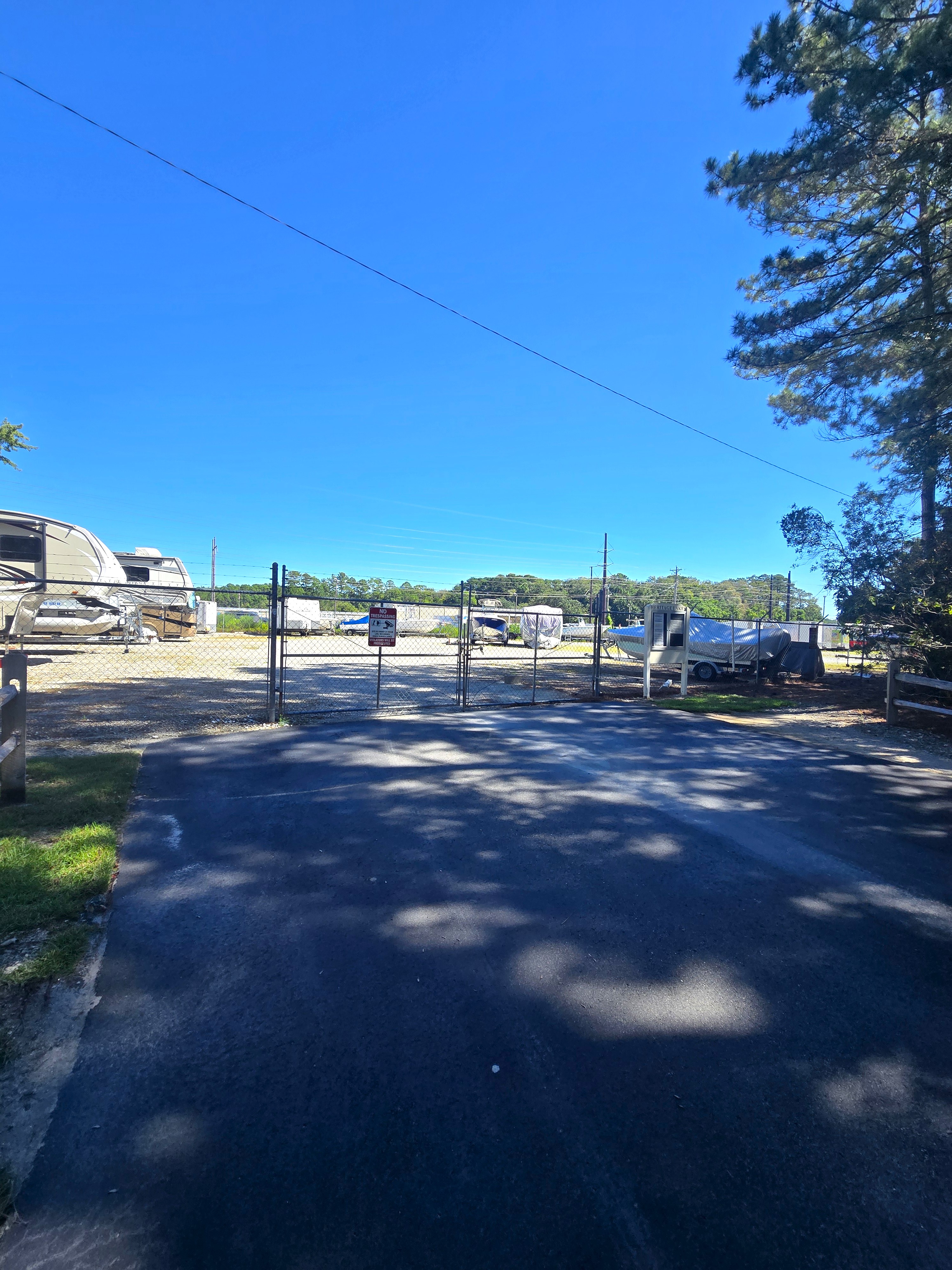 Gated boat and RV storage yard in Heritage Lakes, Bluffton SC