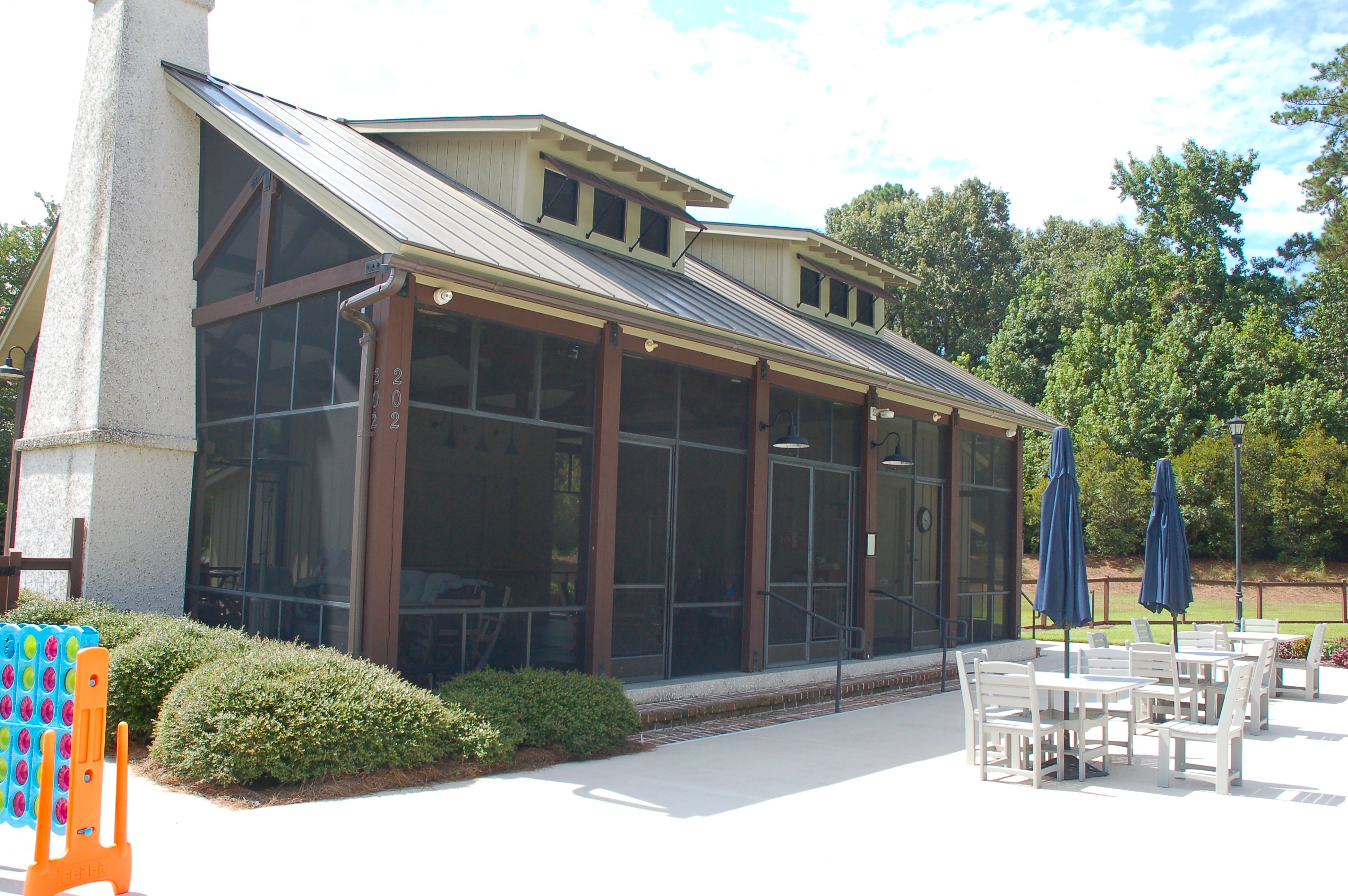 Screened pavilion beside the community pool at May River Preserve in Bluffton, SC