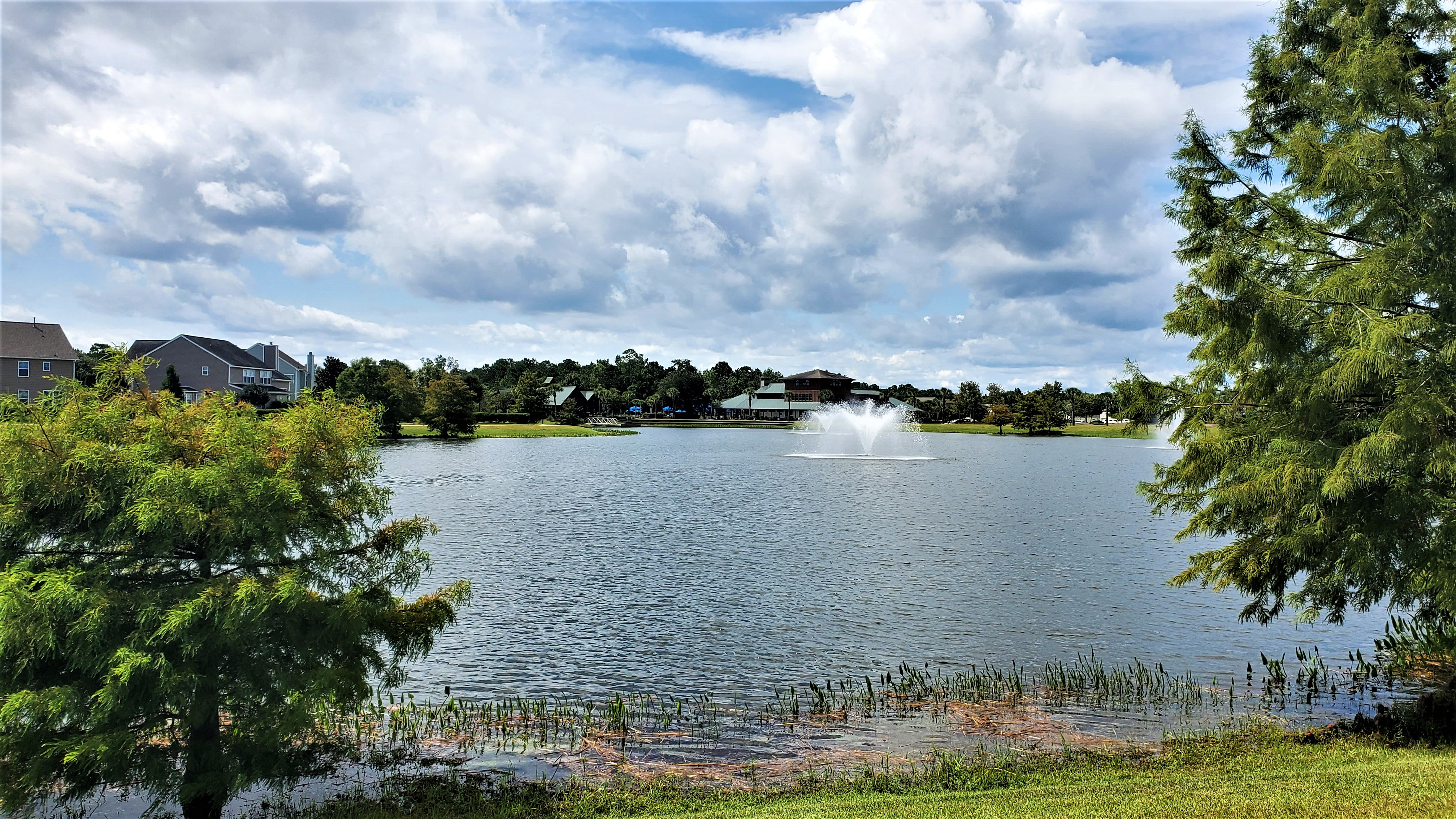 Fishing lagoon and dock at Mill Creek at Cypress Ridge in Bluffton SC