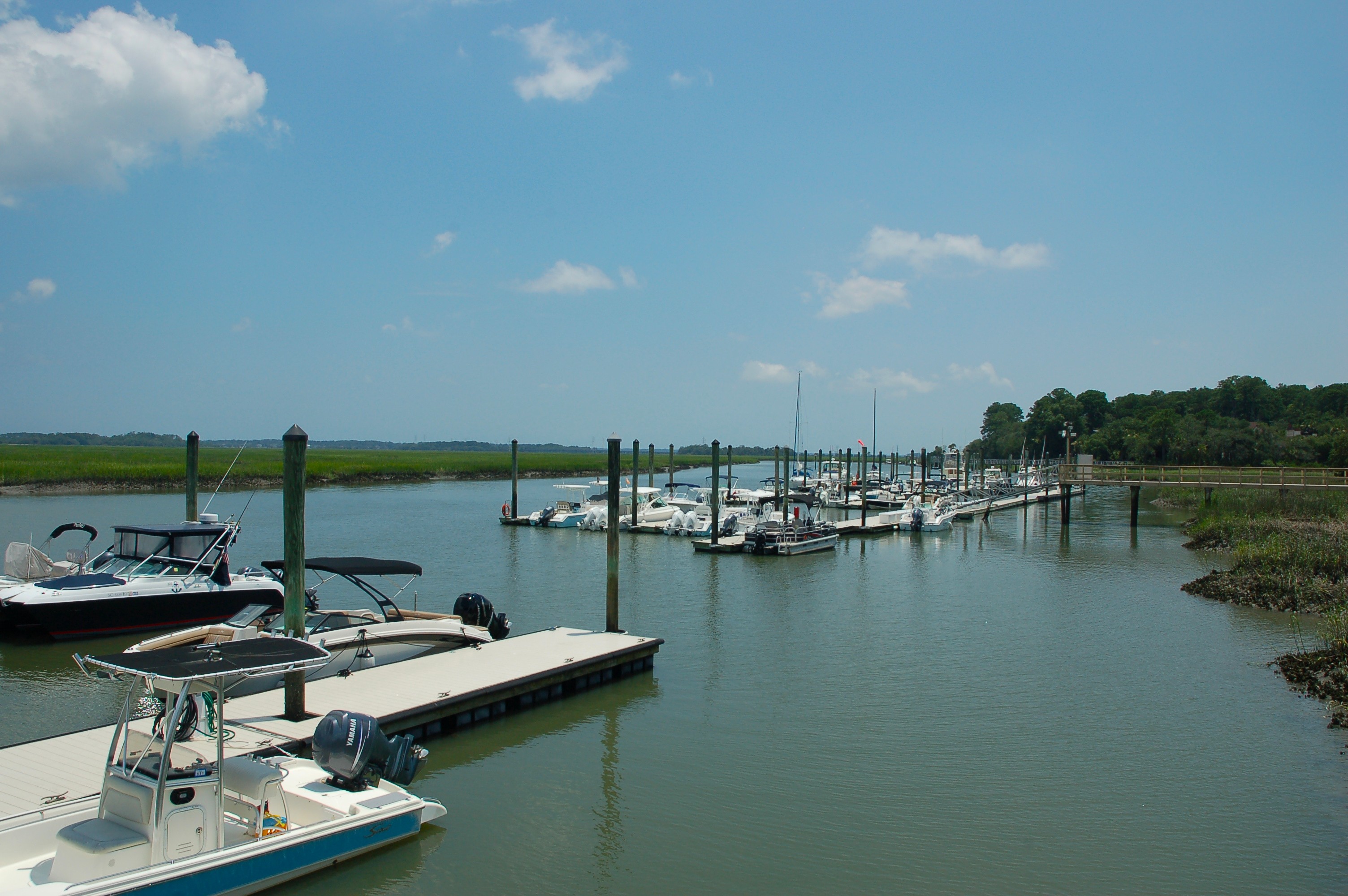 Private mainland marina at Moss Creek, Intracoastal Waterway access, Hilton Head Island area SC