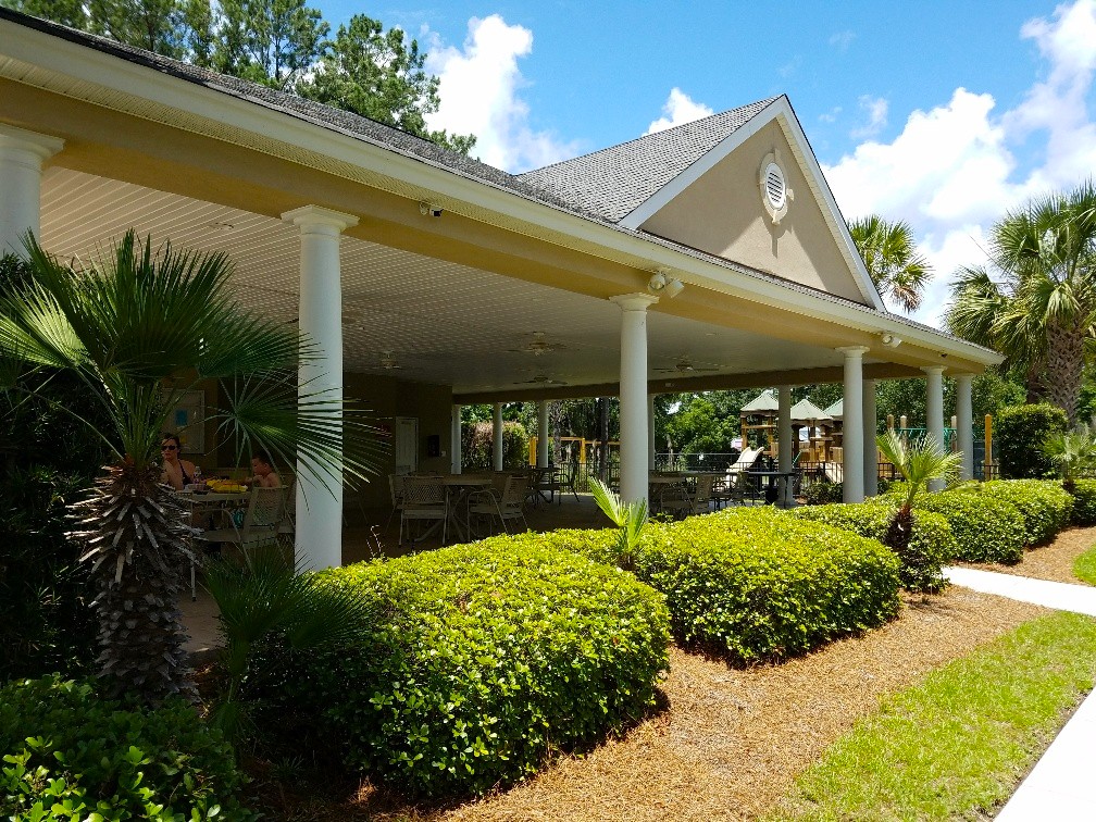 Covered pavilion and gathering area at Pinecrest in Bluffton SC