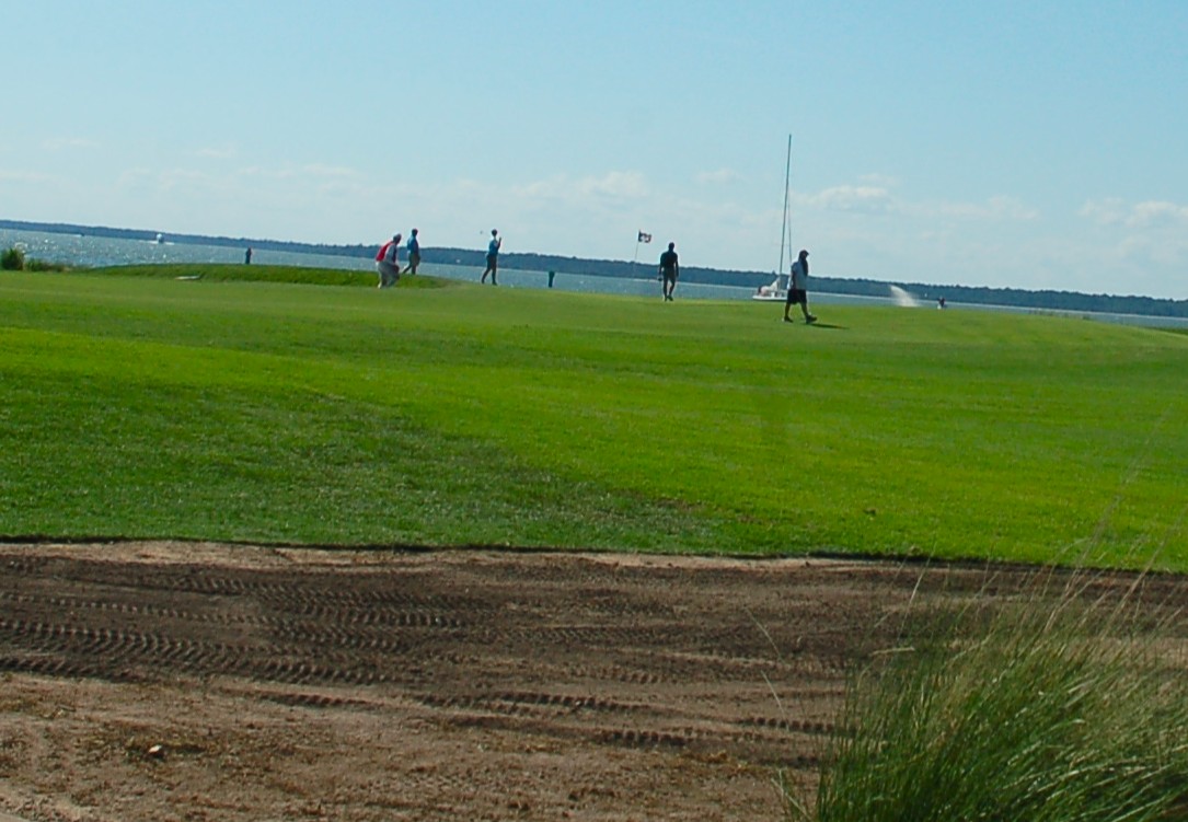 Playing the 18th hole on Harbour Town Golf Links in Sea Pines on Hilton Head Island SC
